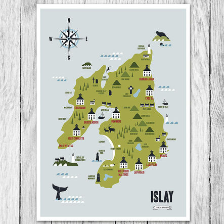 Map of Islay Showing The 9 Currently Working Distilleries